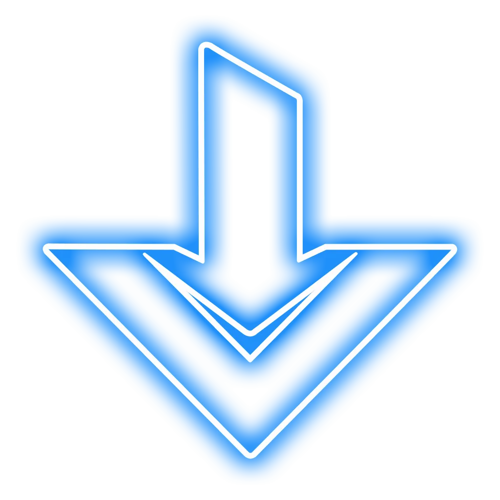 Blue glowing down arrow icon representing Downshift
